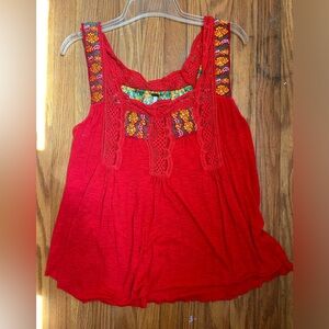 Free People Embroidered Tank Top, Size Small